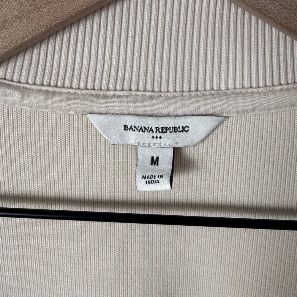 Banana Republic Jacket Men Medium Cream Mock Neck Utility Old Money Quiet Luxury